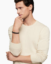 Chevron Woven Bracelet in Black Titanium and Black Nylon, 9mm